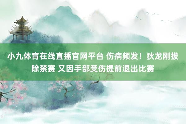小九体育在线直播官网平台 伤病频发！狄龙刚拔除禁赛 又因手部受伤提前退出比赛