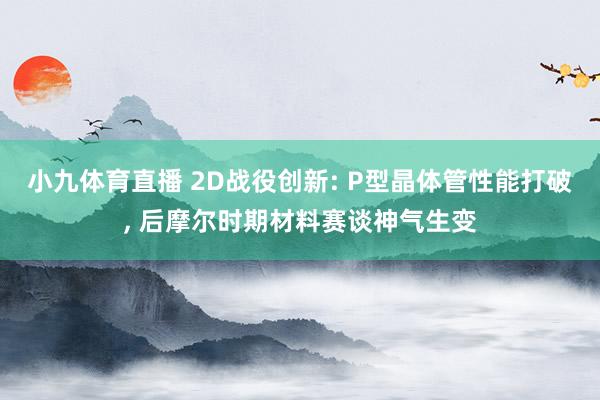 小九体育直播 2D战役创新: P型晶体管性能打破， 后摩尔时期材料赛谈神气生变