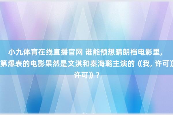 小九体育在线直播官网 谁能预想晴朗档电影里， 次第爆表的电影果然是文淇和秦海璐主演的《我， 许可》?