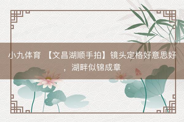 小九体育 【文昌湖顺手拍】镜头定格好意思好，湖畔似锦成章