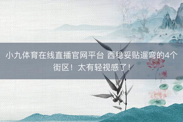 小九体育在线直播官网平台 西稳妥贴遛弯的4个街区!太有轻视感了!