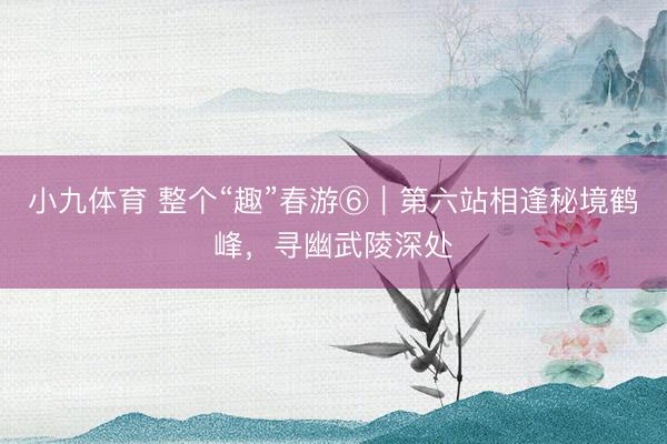 小九体育 整个“趣”春游⑥｜第六站相逢秘境鹤峰，寻幽武陵深处