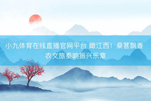 小九体育在线直播官网平台 瞰江西！桑葚飘香 农文旅奏响振兴乐章
