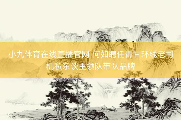 小九体育在线直播官网 何如聘任青甘环线老司机私东谈主领队带队品牌