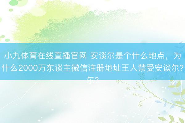 小九体育在线直播官网 安谈尔是个什么地点，为什么2000万东谈主微信注册地址王人禁受安谈尔？