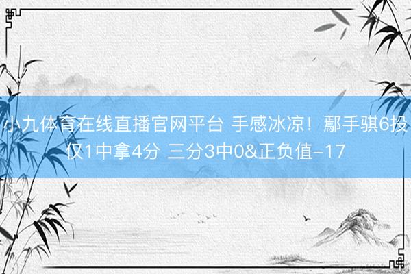 小九体育在线直播官网平台 手感冰凉！鄢手骐6投仅1中拿4分 三分3中0&正负值-17