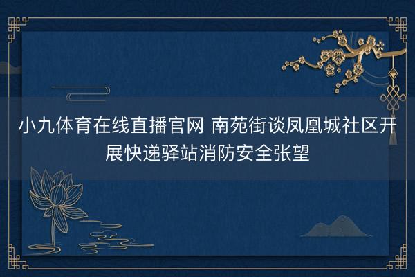 小九体育在线直播官网 南苑街谈凤凰城社区开展快递驿站消防安全张望