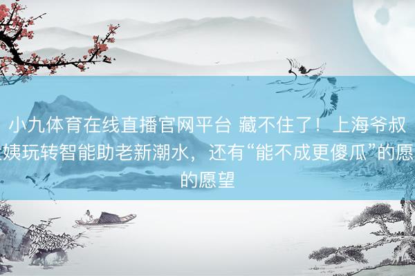 小九体育在线直播官网平台 藏不住了！上海爷叔大姨玩转智能助老新潮水，还有“能不成更傻瓜”的愿望