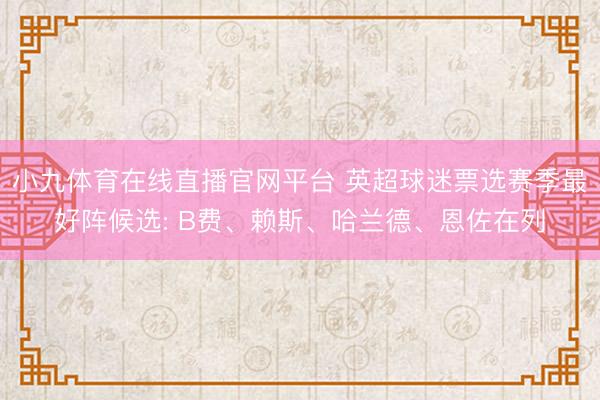 小九体育在线直播官网平台 英超球迷票选赛季最好阵候选: B费、赖斯、哈兰德、恩佐在列