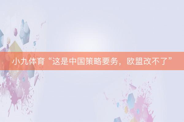 小九体育 “这是中国策略要务，欧盟改不了”