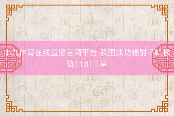 小九体育在线直播官网平台 我国成功辐射千帆极轨11组卫星