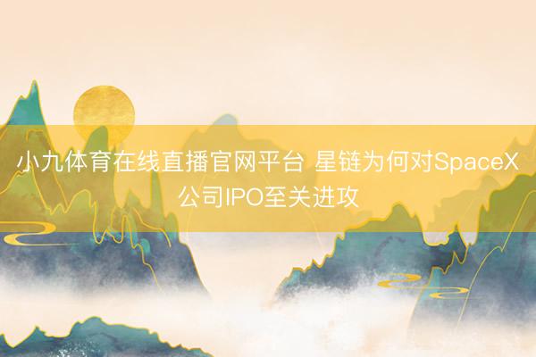 小九体育在线直播官网平台 星链为何对SpaceX公司IPO至关进攻