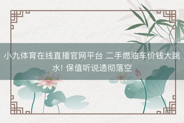 小九体育在线直播官网平台 二手燃油车价钱大跳水! 保值听说透彻落空