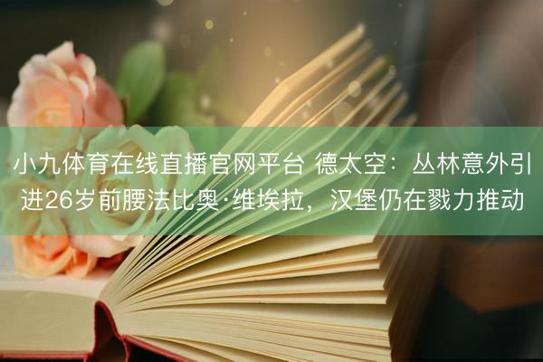 小九体育在线直播官网平台 德太空：丛林意外引进26岁前腰法比奥·维埃拉，汉堡仍在戮力推动