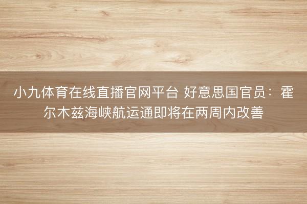 小九体育在线直播官网平台 好意思国官员：霍尔木兹海峡航运通即将在两周内改善