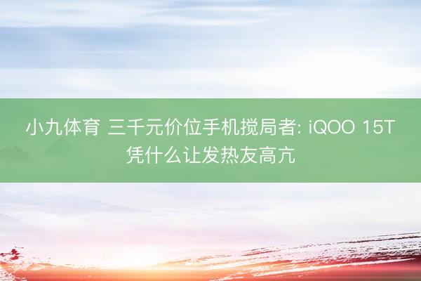 小九体育 三千元价位手机搅局者: iQOO 15T凭什么让发热友高亢