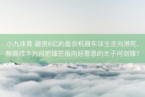 小九体育 融资6亿的盈合机器东谈主走向濒死，熊猫成本为何把锋芒指向好意思的太子何剑锋？
