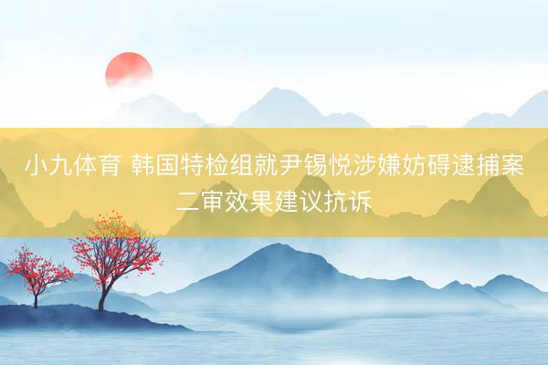 小九体育 韩国特检组就尹锡悦涉嫌妨碍逮捕案二审效果建议抗诉