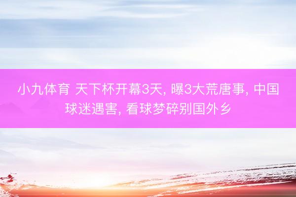 小九体育 天下杯开幕3天， 曝3大荒唐事， 中国球迷遇害， 看球梦碎别国外乡