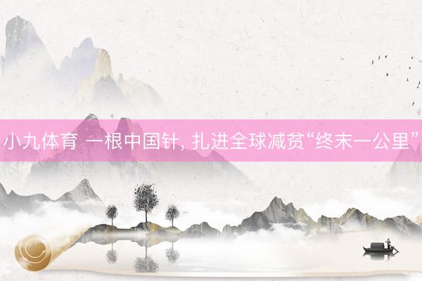小九体育 一根中国针， 扎进全球减贫“终末一公里”